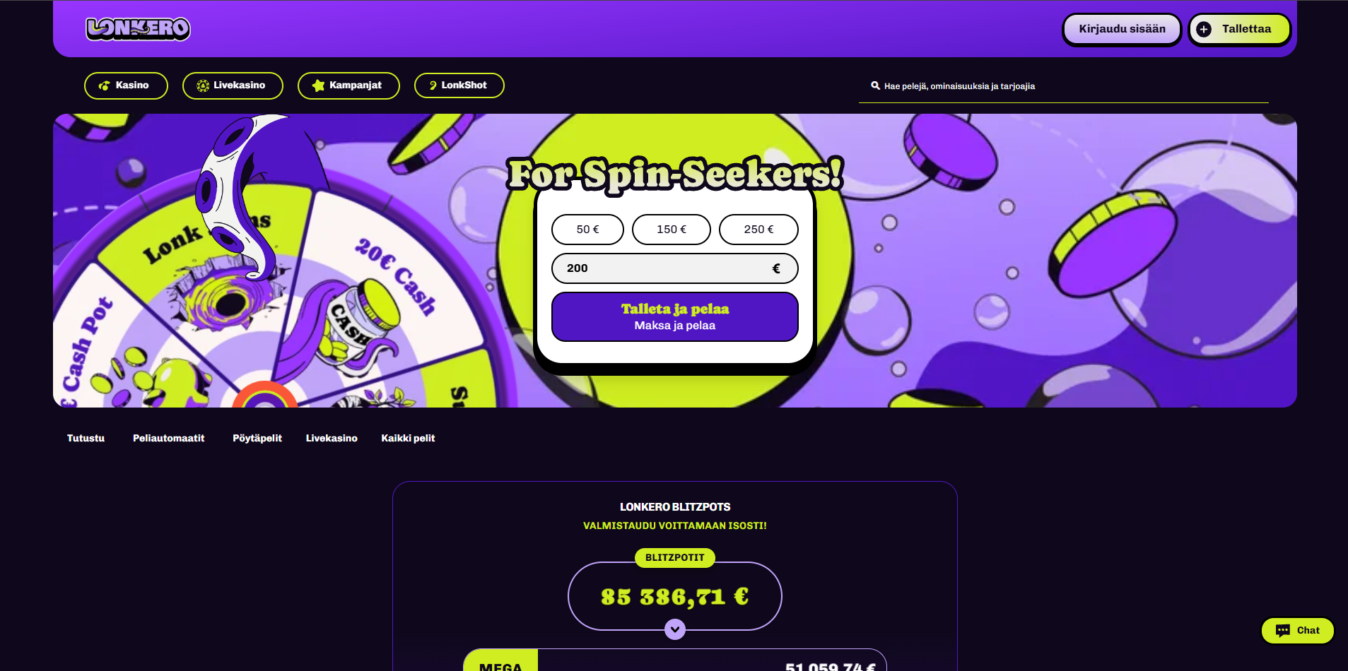 Lonkero Casinon etusivu