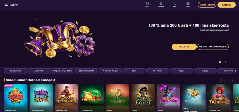 Joker5 Casinon etusivu mobiilissa